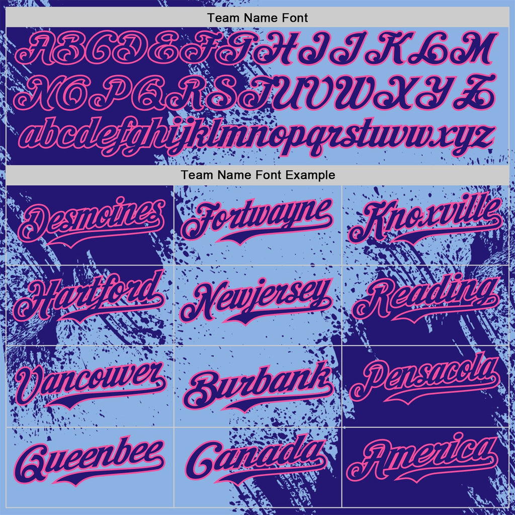 Custom Light Blue Dark Purple-Pink Abstract Brush Stroke Authentic Baseball Jersey