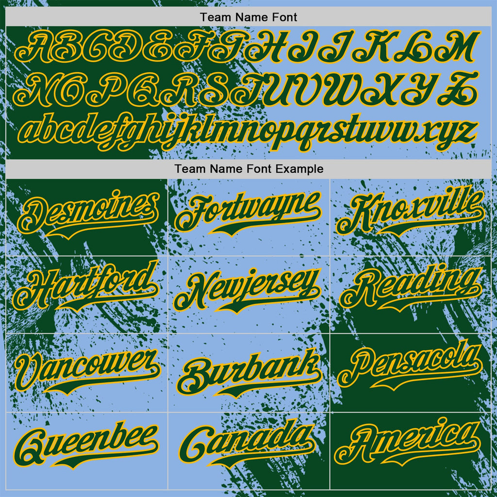 Custom Light Blue Green-Gold Abstract Brush Stroke Authentic Baseball Jersey