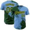 Custom Light Blue Green-Gold Abstract Brush Stroke Authentic Baseball Jersey