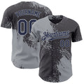 Custom Steel Gray Navy-Gray Abstract Brush Stroke Authentic Baseball Jersey