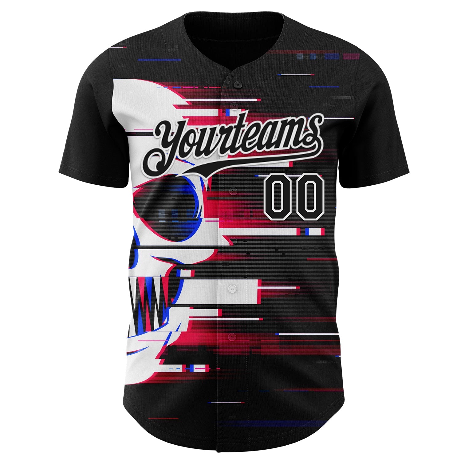 Custom Black-White Skull Authentic Baseball Jersey