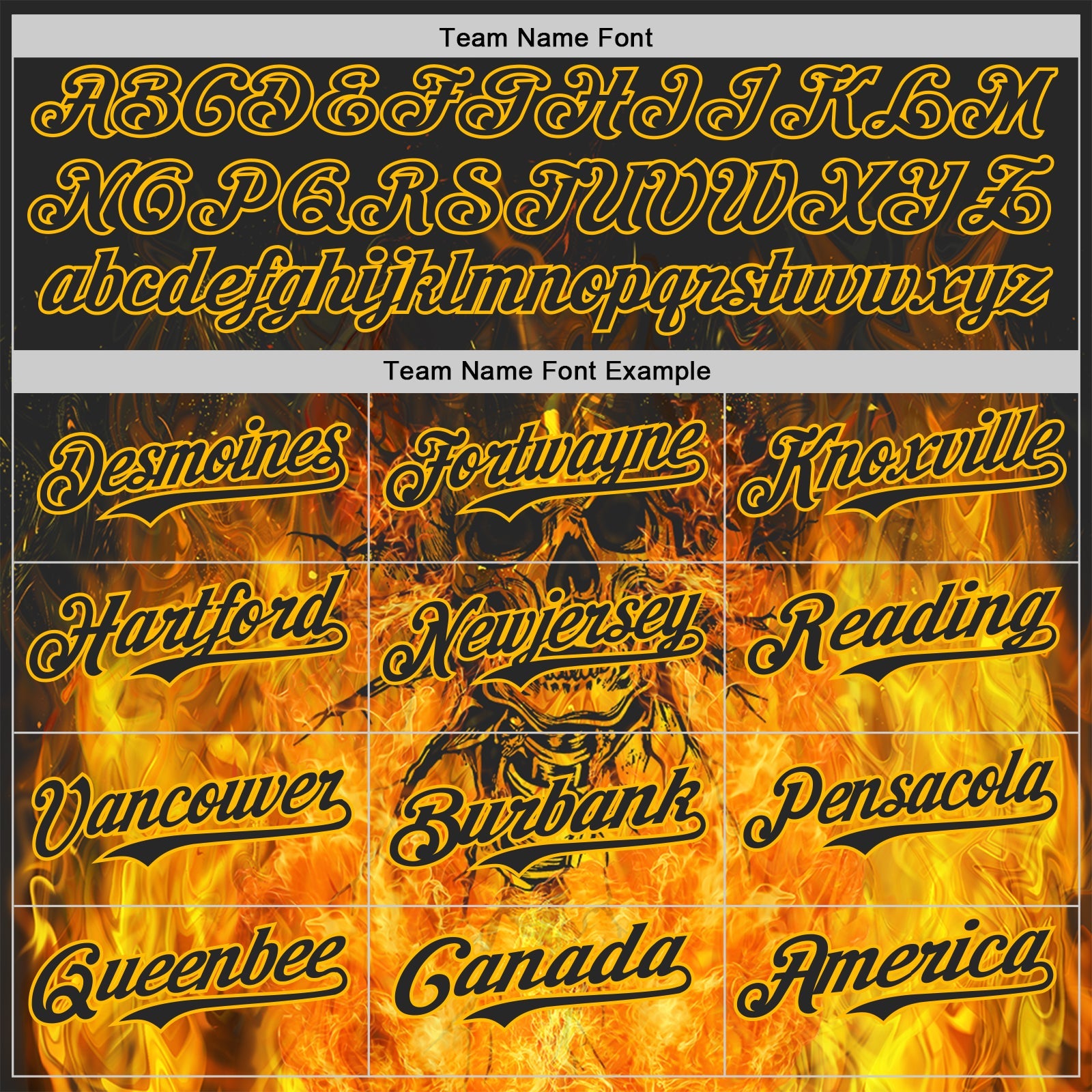 Custom Black-Gold Flames Skull Authentic Baseball Jersey
