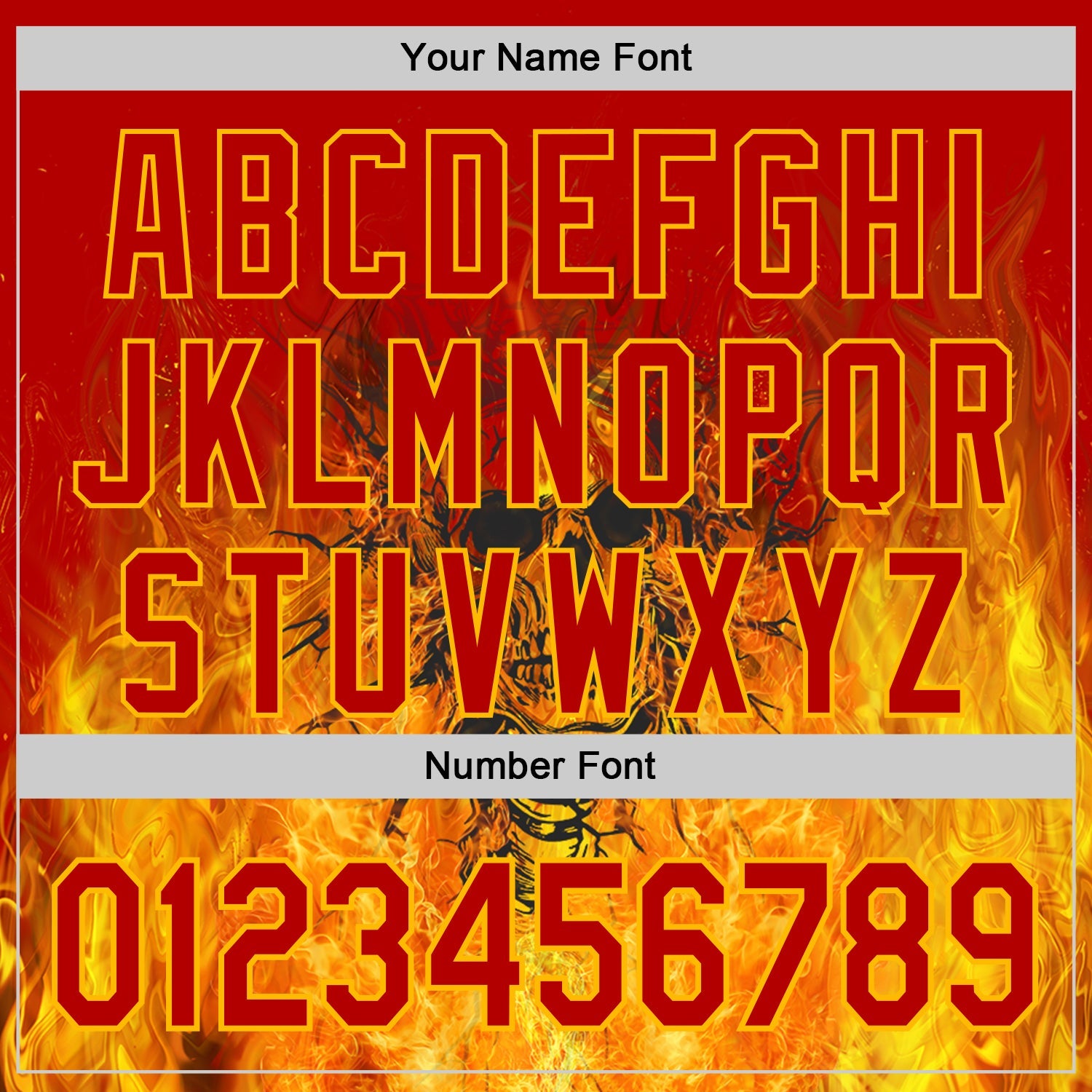 Custom Red-Gold Flames Skull Authentic Baseball Jersey