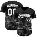 Custom Black White-Gray Skull Authentic Baseball Jersey