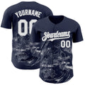 Custom Navy White-Gray Skull Authentic Baseball Jersey