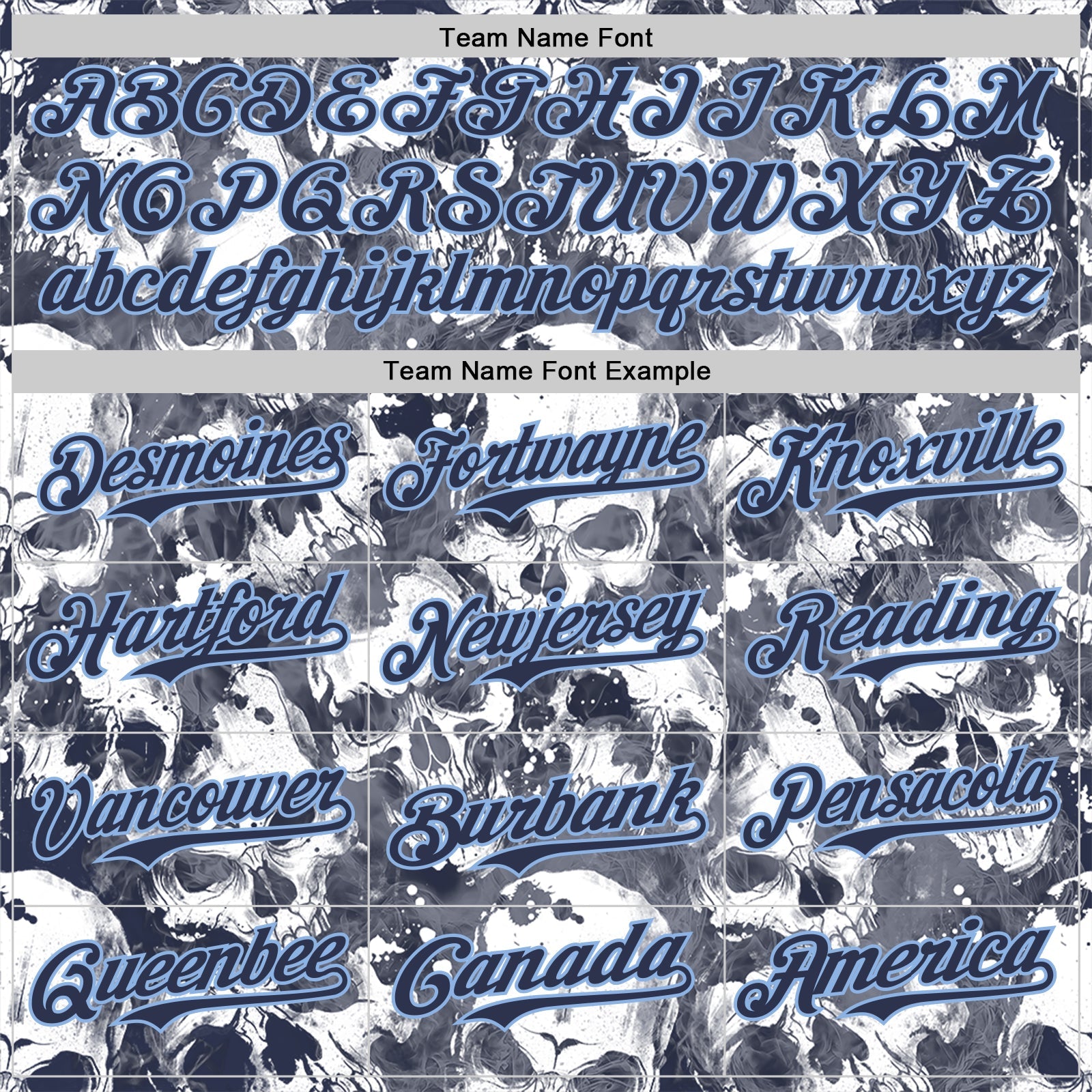 Custom Gray Navy-Light Blue Flames Skull Smoke Authentic Baseball Jersey