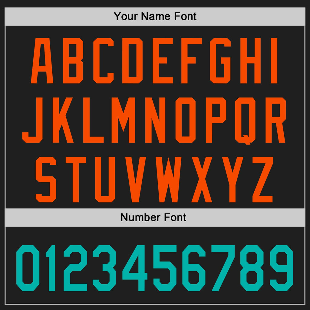 Custom Black Aqua-Orange Raglan Line Gradient Stripe Authentic Baseball Jersey