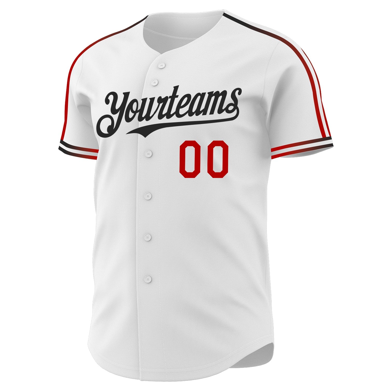 Custom White Red-Black Raglan Line Gradient Stripe Authentic Baseball Jersey