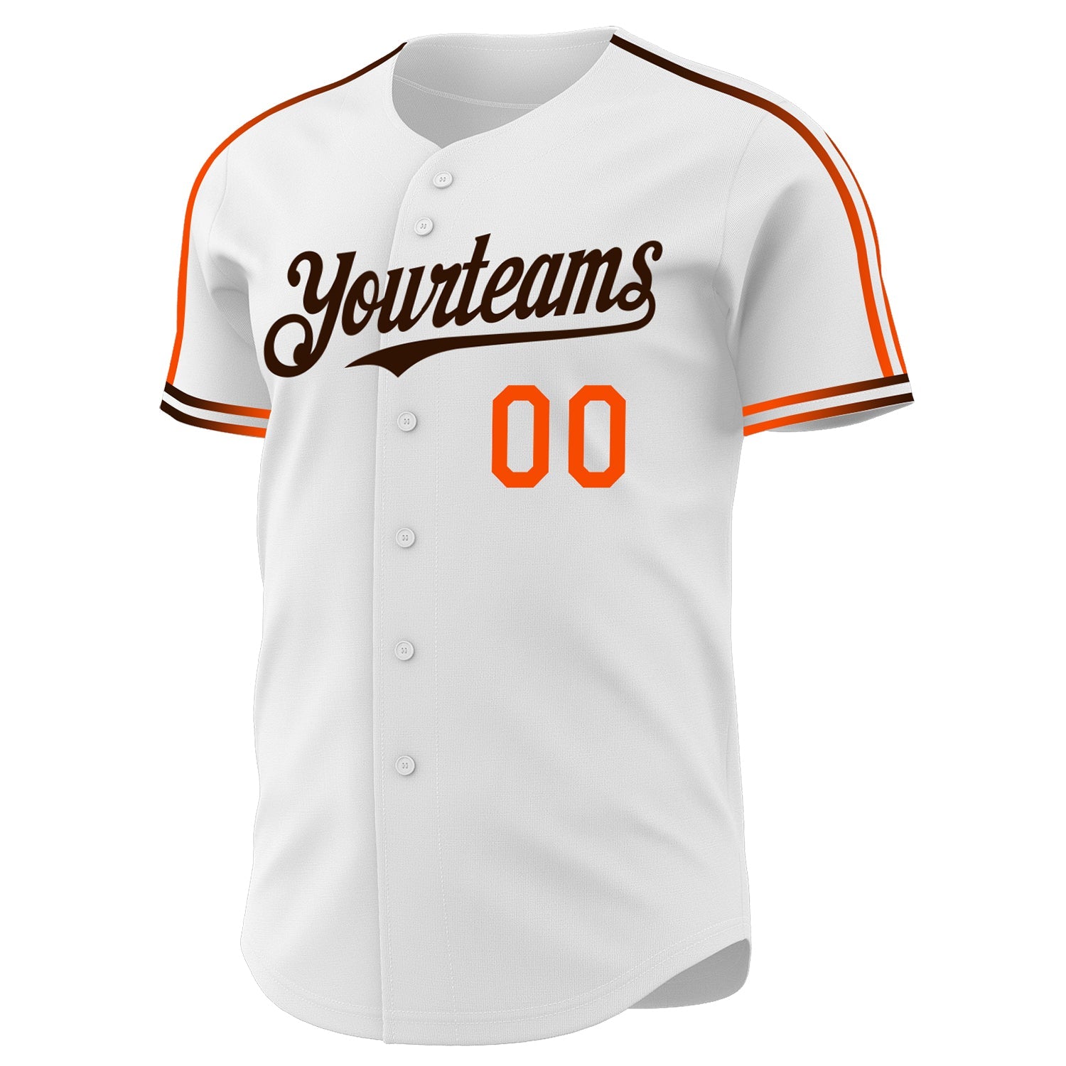 Custom White Orange-Brown Raglan Line Gradient Stripe Authentic Baseball Jersey