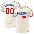 Custom Cream Red-Royal Raglan Line Gradient Stripe Authentic Baseball Jersey