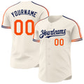 Custom Cream Orange-Navy Raglan Line Gradient Stripe Authentic Baseball Jersey