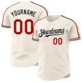 Custom Cream Red-Black Raglan Line Gradient Stripe Authentic Baseball Jersey