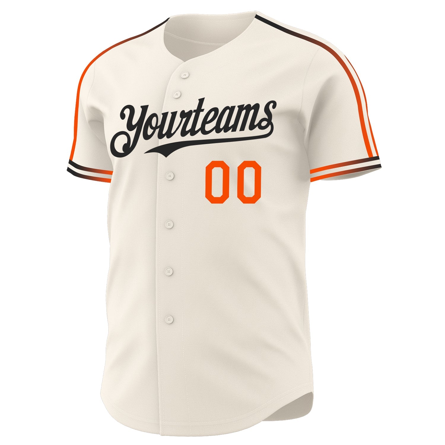 Custom Cream Orange-Black Raglan Line Gradient Stripe Authentic Baseball Jersey