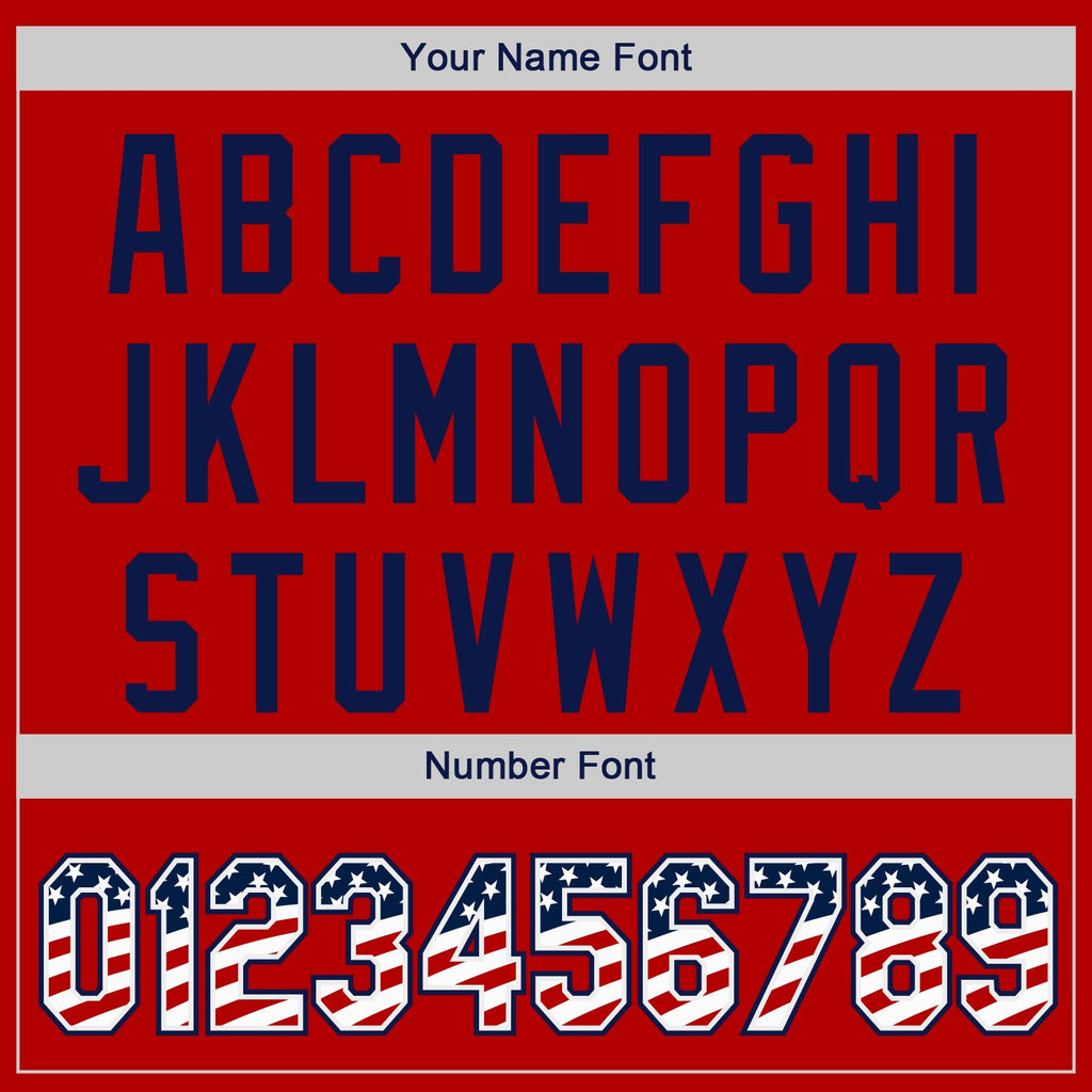 Custom Red USA Flag White-Navy Authentic Baseball Jersey