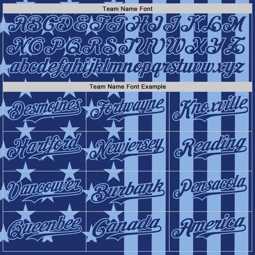 Custom Royal-Light Blue USA Flag Patriotic Split Stars and Stripes Authentic Baseball Jersey