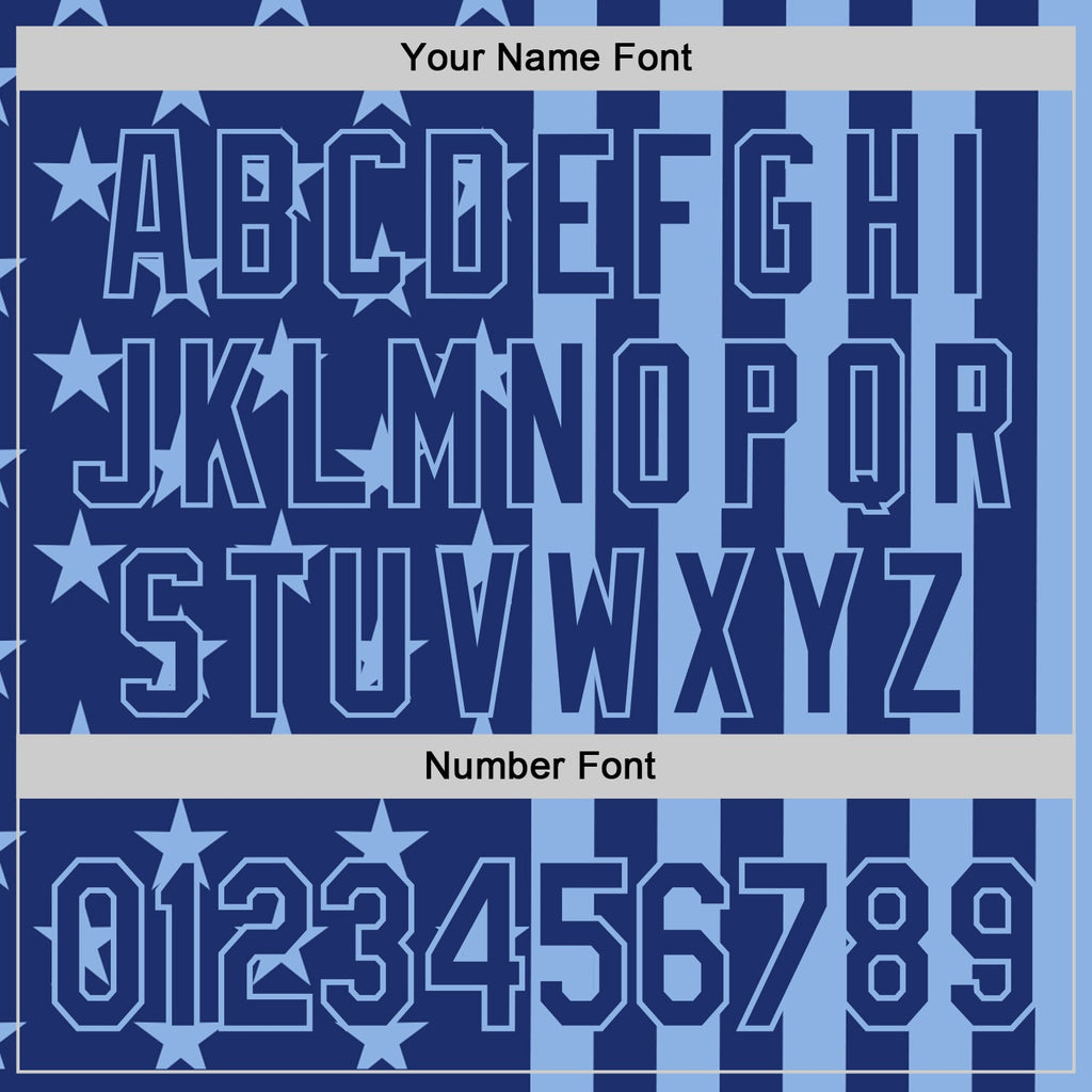 Custom Royal-Light Blue USA Flag Patriotic Split Stars and Stripes Authentic Baseball Jersey