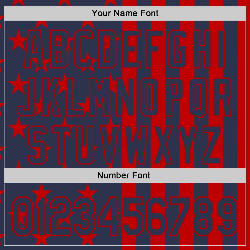 Custom Navy-Red USA Flag Patriotic Split Stars and Stripes Authentic Baseball Jersey