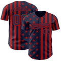 Custom Navy-Red USA Flag Patriotic Split Stars and Stripes Authentic Baseball Jersey