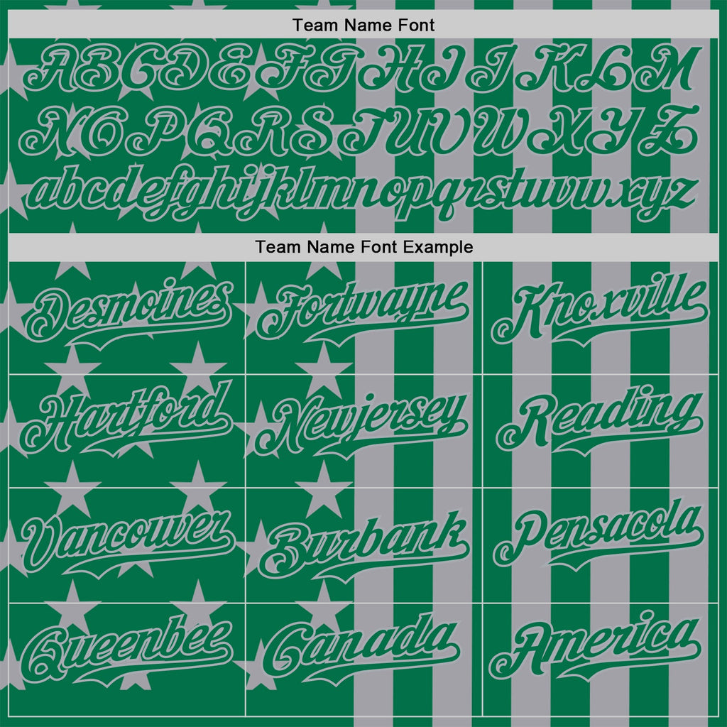 Custom Kelly Green-Gray USA Flag Patriotic Split Stars and Stripes Authentic Baseball Jersey