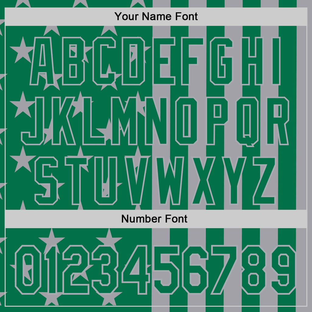 Custom Kelly Green-Gray USA Flag Patriotic Split Stars and Stripes Authentic Baseball Jersey