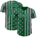 Custom Kelly Green-Gray USA Flag Patriotic Split Stars and Stripes Authentic Baseball Jersey