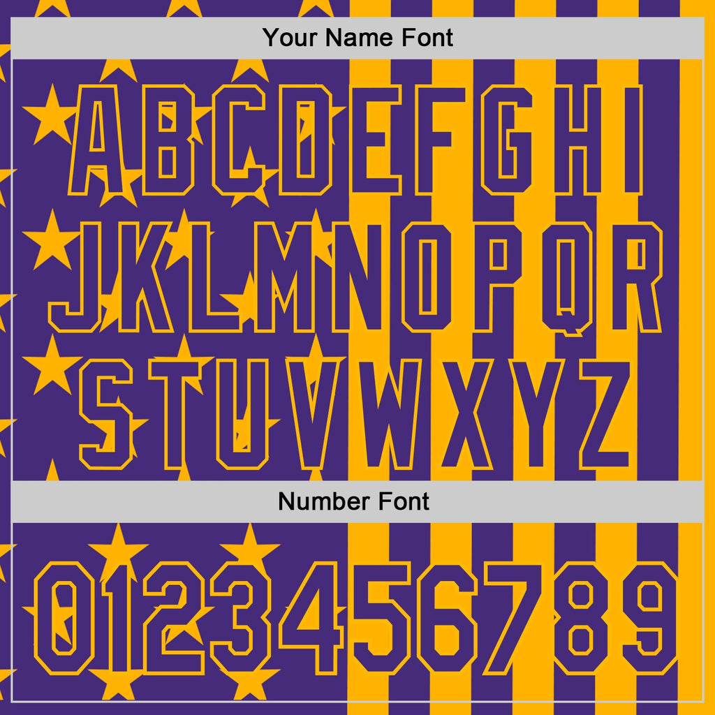 Custom Purple-Gold USA Flag Patriotic Split Stars and Stripes Authentic Baseball Jersey