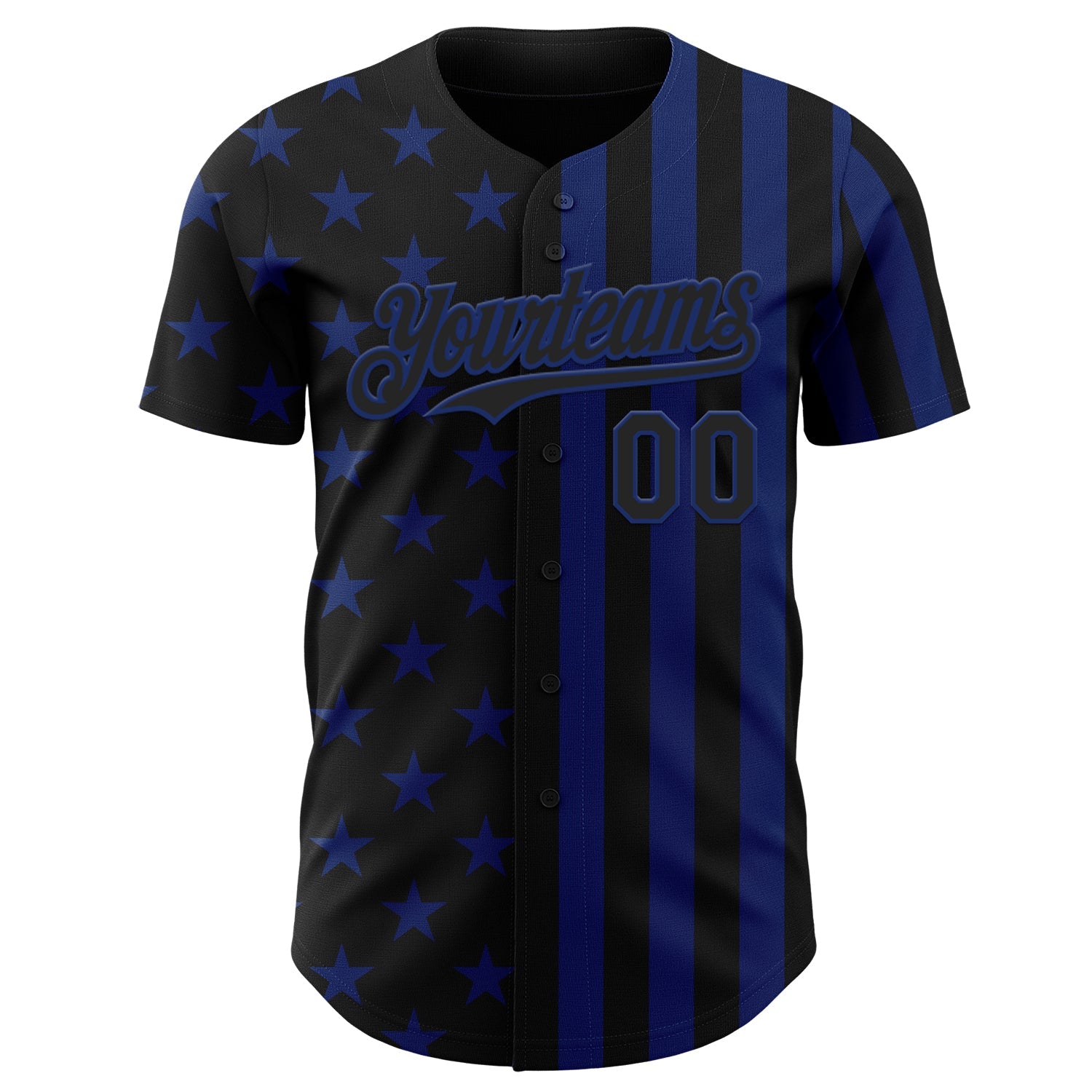 Custom Black-Royal USA Flag Patriotic Split Stars and Stripes Authentic Baseball Jersey