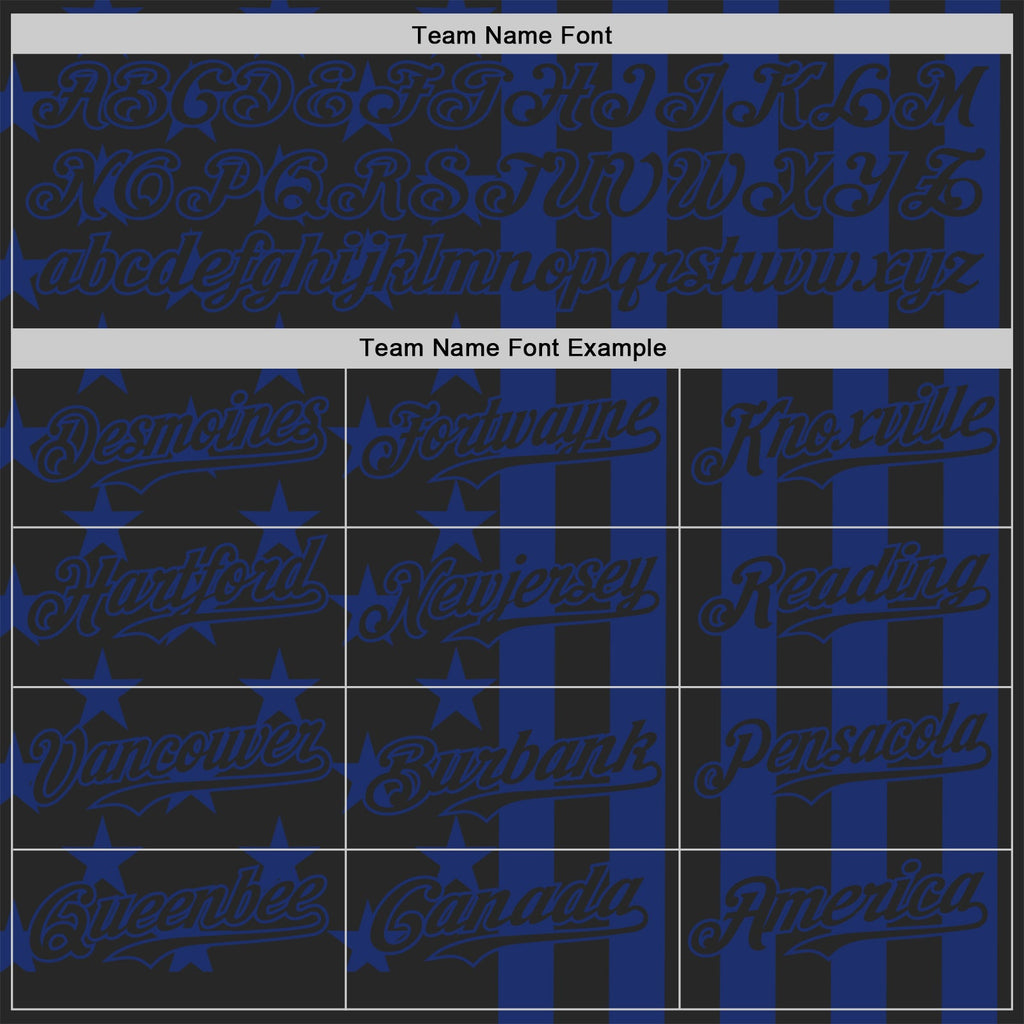 Custom Black-Royal USA Flag Patriotic Split Stars and Stripes Authentic Baseball Jersey