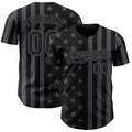 Custom Black-Steel Gray USA Flag Patriotic Split Stars and Stripes Authentic Baseball Jersey