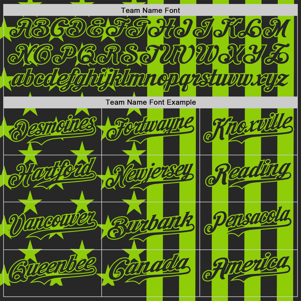Custom Black-Neon Green USA Flag Patriotic Split Stars and Stripes Authentic Baseball Jersey