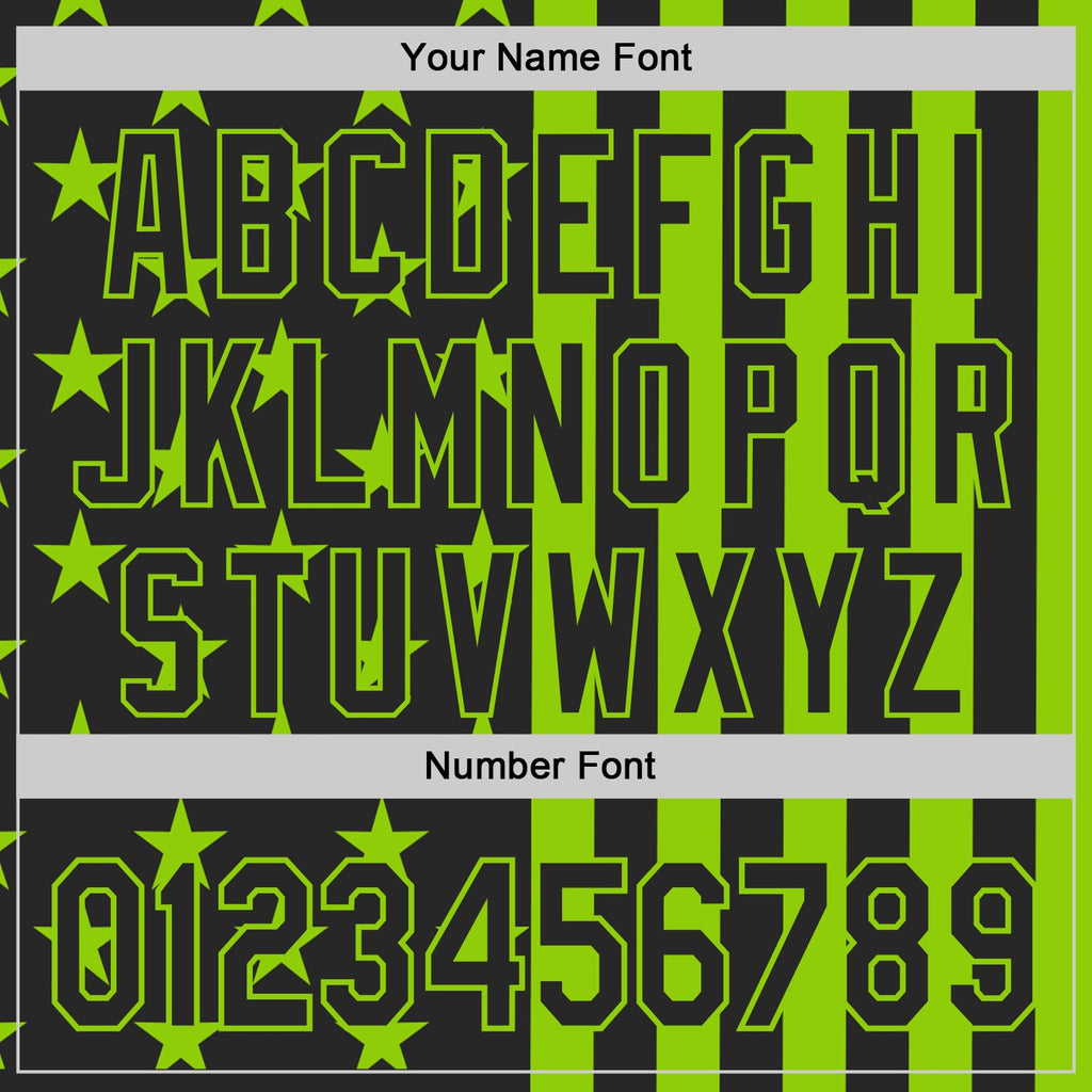 Custom Black-Neon Green USA Flag Patriotic Split Stars and Stripes Authentic Baseball Jersey