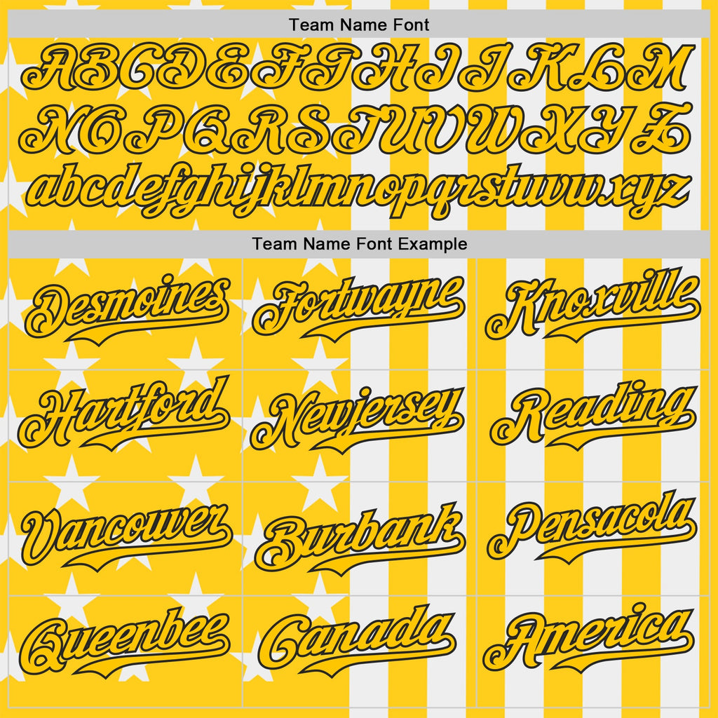 Custom Yellow White-Black USA Flag Patriotic Split Stars and Stripes Authentic Baseball Jersey