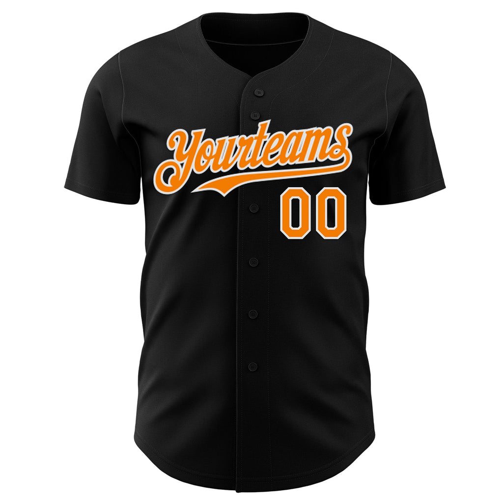 Custom Black Bay Orange-White Route 66 Americana Road Trip Authentic Baseball Jersey