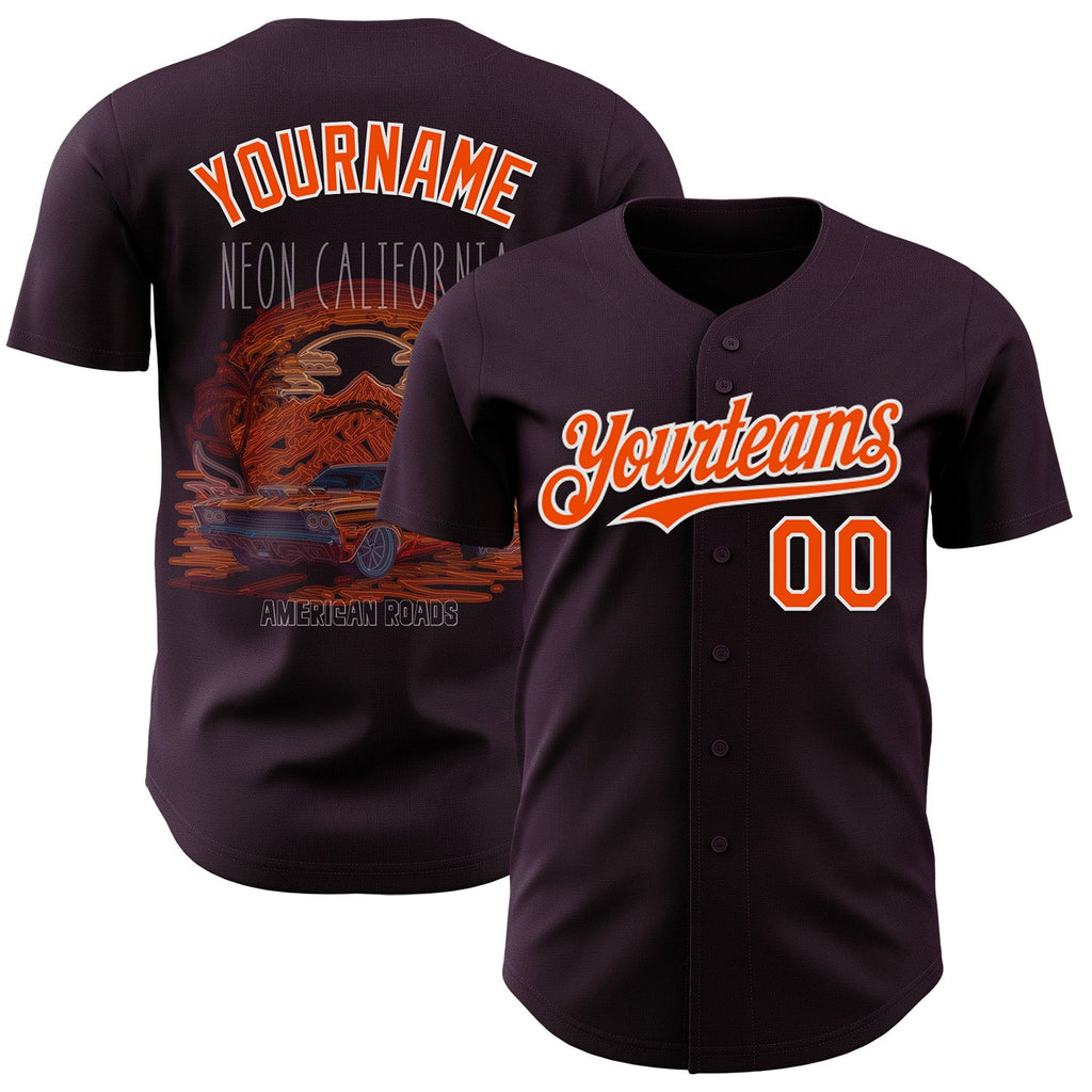 Custom Purple Orange-White Americana Road Trip Authentic Baseball Jersey