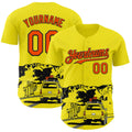 Custom Light Yellow Orange-Black Route 66 Desert Americana Road Trip Authentic Baseball Jersey