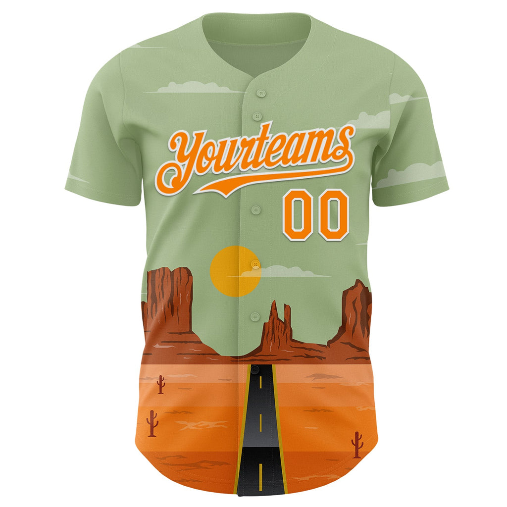 Custom Green Bay Orange-White Desert Americana Road Trip Authentic Baseball Jersey