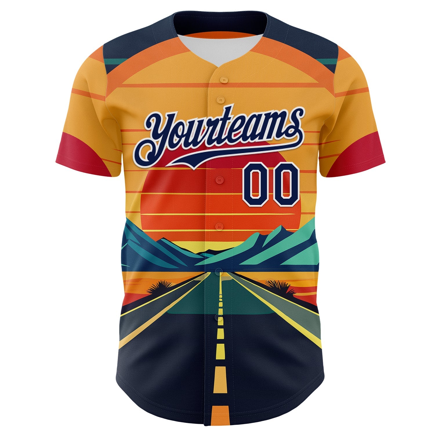 Custom Yellow Navy-White Desert Americana Road Trip Authentic Baseball Jersey