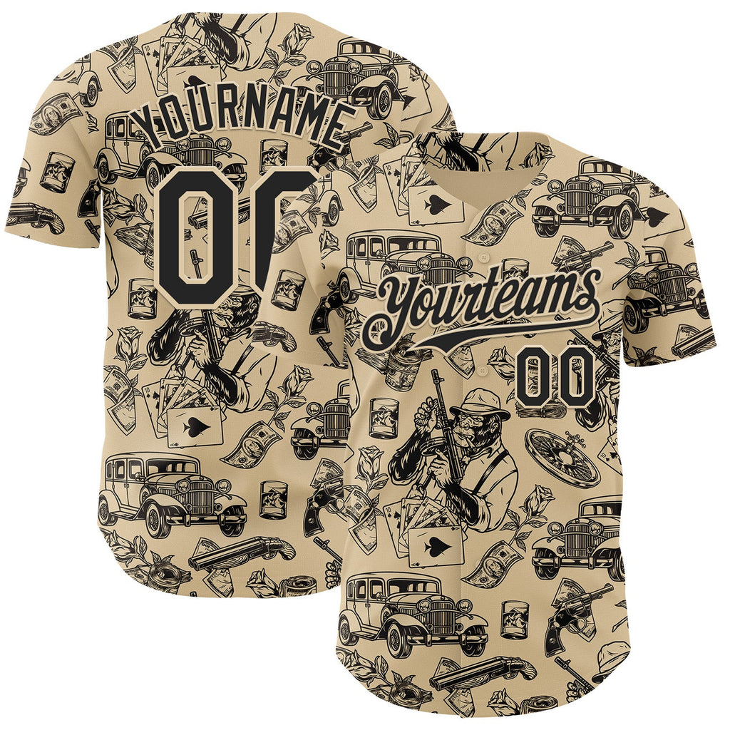 Custom City Cream-Black Route 66 Americana Road Trip Authentic Baseball Jersey
