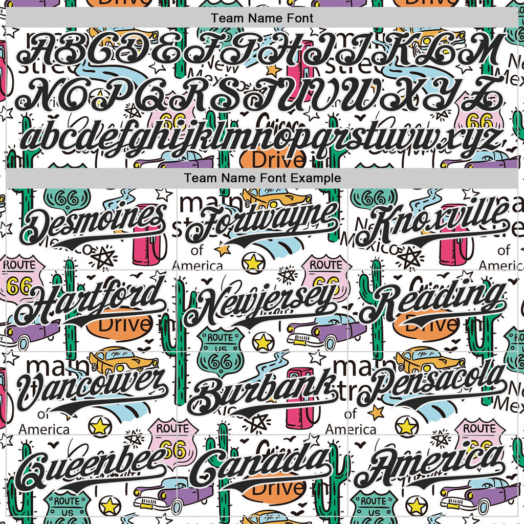 Custom White-Black Route 66 Americana Road Trip Authentic Baseball Jersey