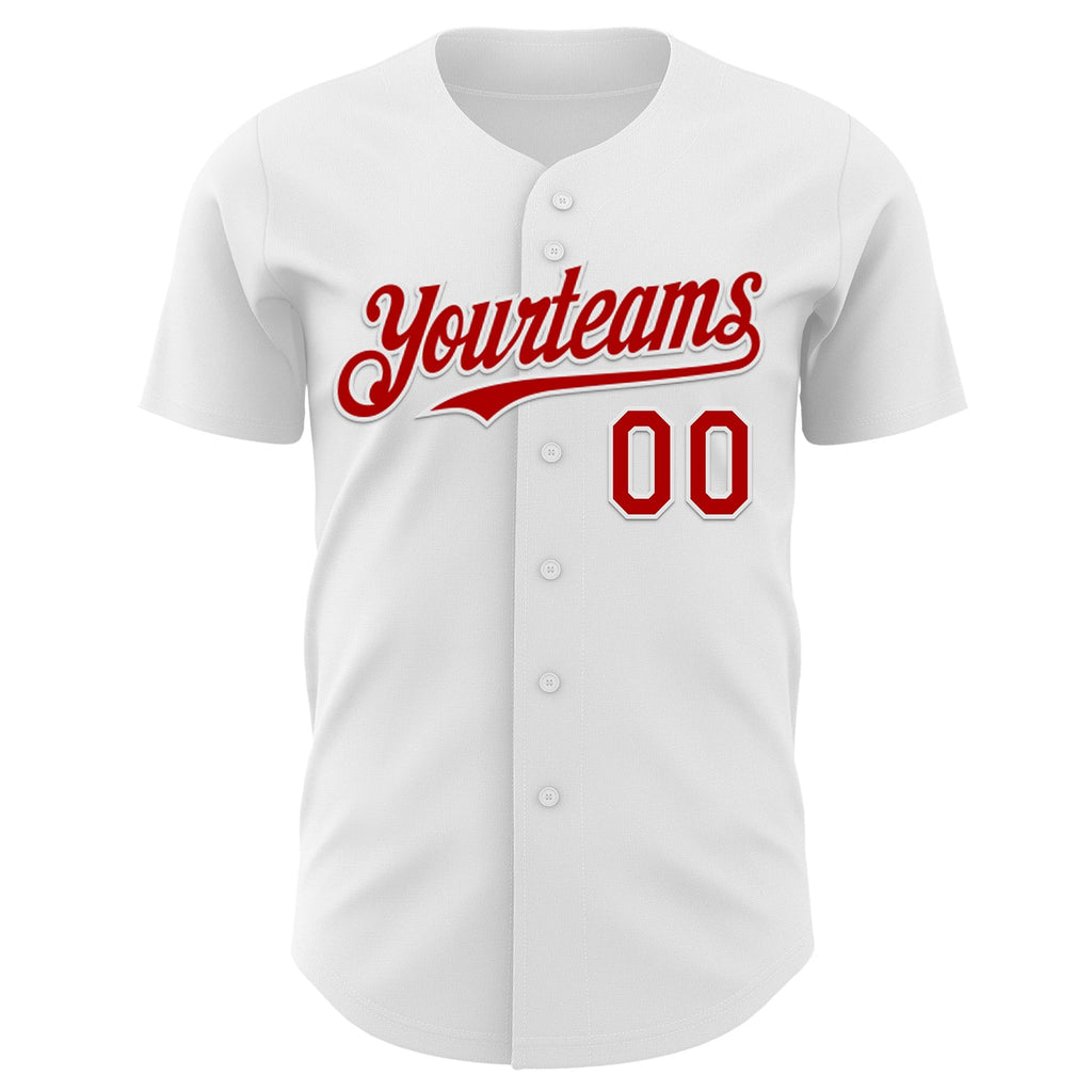 Custom White-Red Route 66 Highway Americana Road Trip Authentic Baseball Jersey