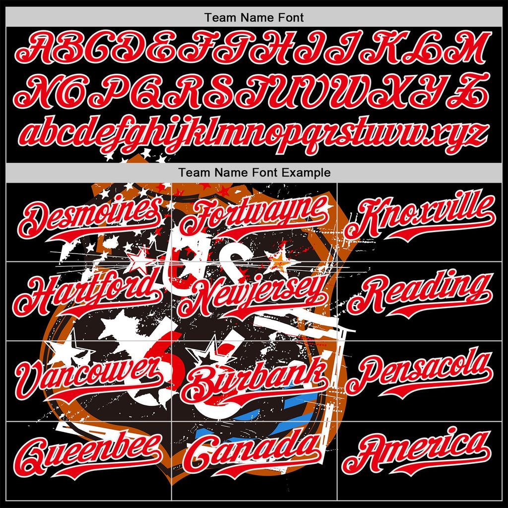 Custom Black Electric Blue White-Fire Red Route 66 Americana Road Trip Authentic Baseball Jersey