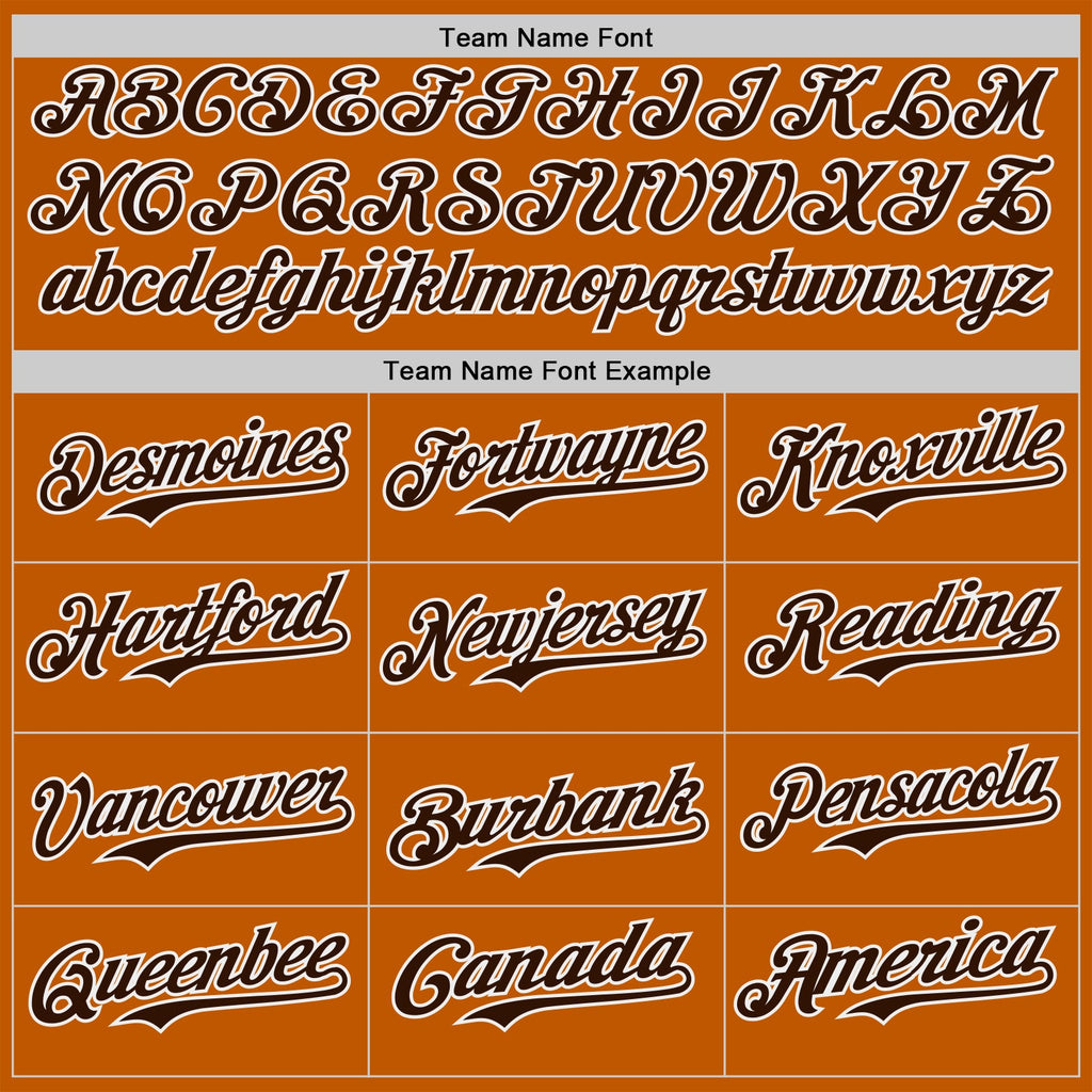 Custom Texas Orange Brown-White Route 66 Americana Road Trip Authentic Baseball Jersey