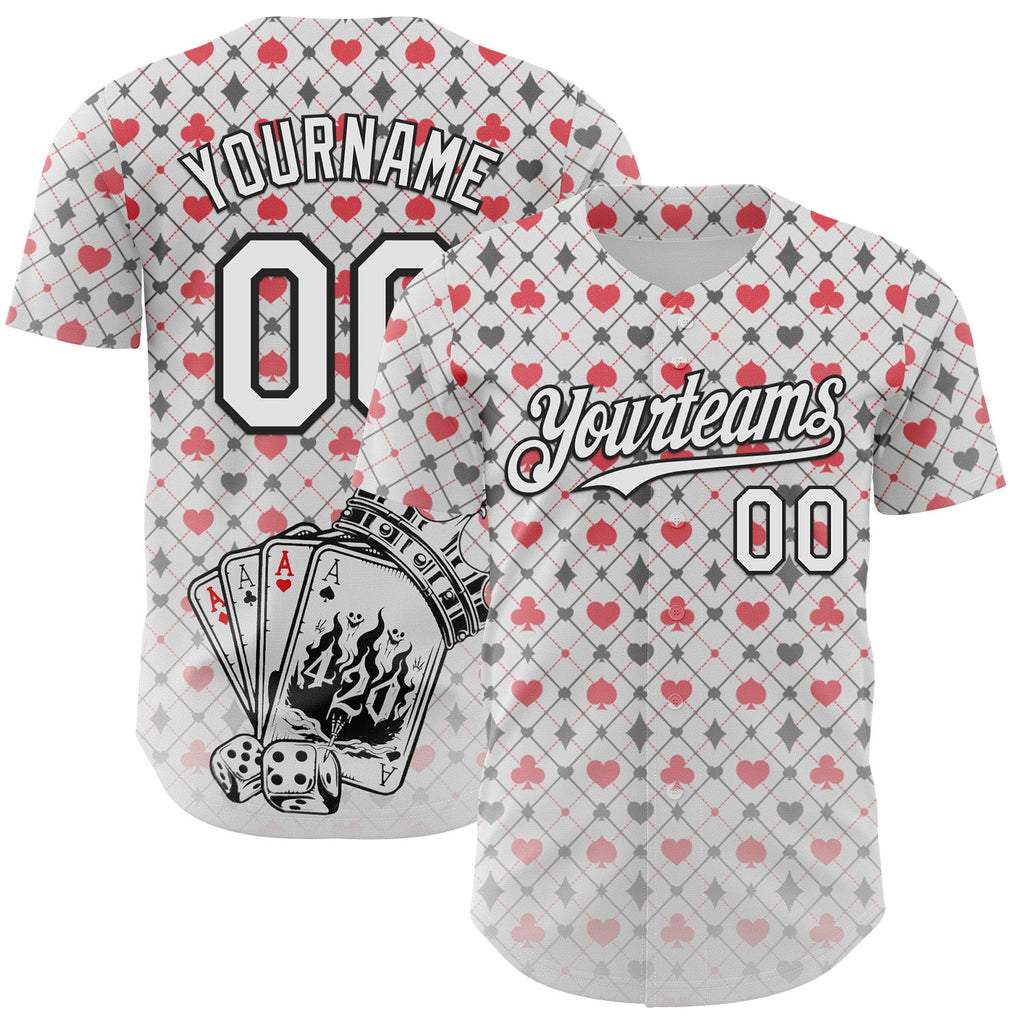 Custom White-Black Las Vegas Poker Club Authentic Baseball Jersey