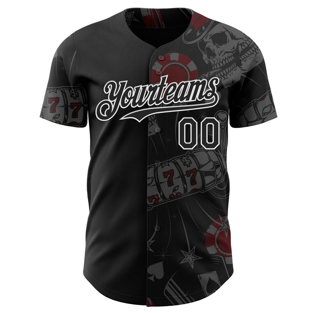 Custom Black-White Las Vegas Poker Club Authentic Baseball Jersey