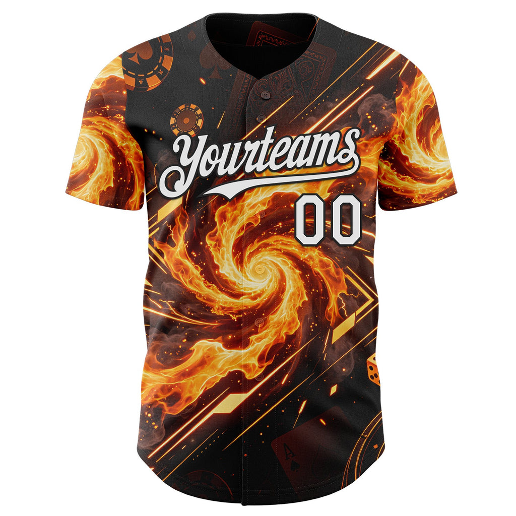 Custom Black White-Orange Las Vegas Poker Club Authentic Baseball Jersey