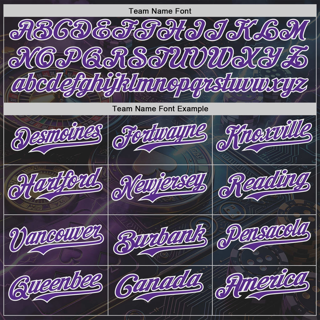 Custom Black Purple-White Las Vegas Poker Club Authentic Baseball Jersey
