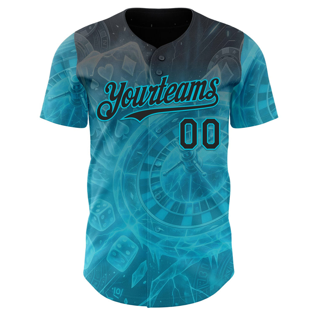 Custom Black-Lakes Blue Las Vegas Poker Club Authentic Baseball Jersey