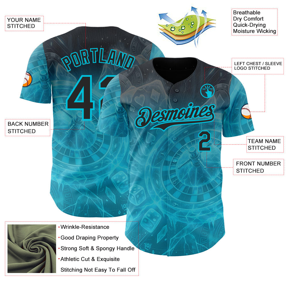 Custom Black-Lakes Blue Las Vegas Poker Club Authentic Baseball Jersey