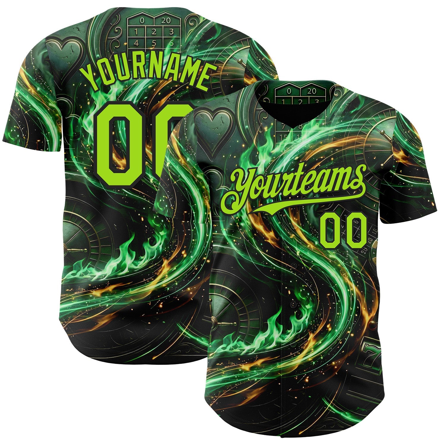 Custom Black-Neon Green Las Vegas Poker Club Authentic Baseball Jersey