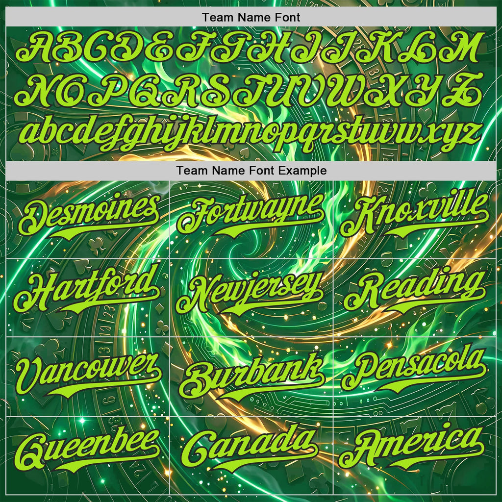 Custom Green Neon Green-Black Las Vegas Poker Club Authentic Baseball Jersey